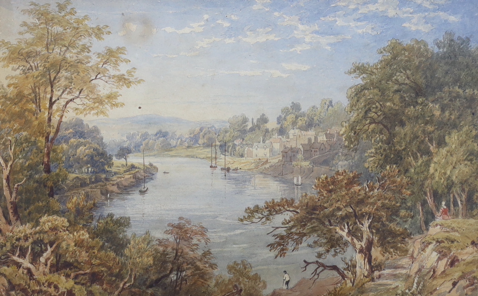 Robert Tonge (1823-1856), watercolour, 'Near Birkenhead 1851', inscribed verso, 19 x 31cm